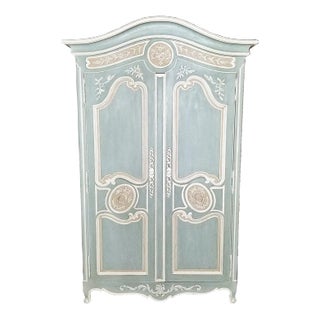20th C. Louis XV Style Painted Armoire Wardrobe For Sale