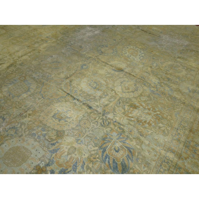 early 20th century Persian Worn Room Size Antique Tabriz Rug 10'3'' x 13'2''