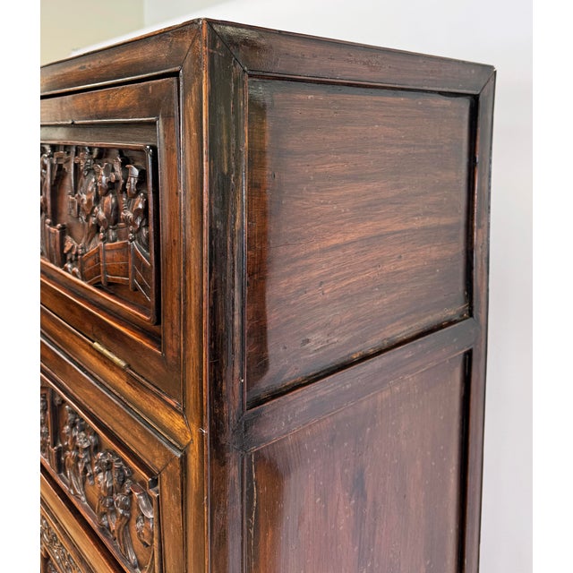 Wood Antique Early 20th C Asian Carved Rosewood Curio Cabinet For Sale - Image 7 of 11