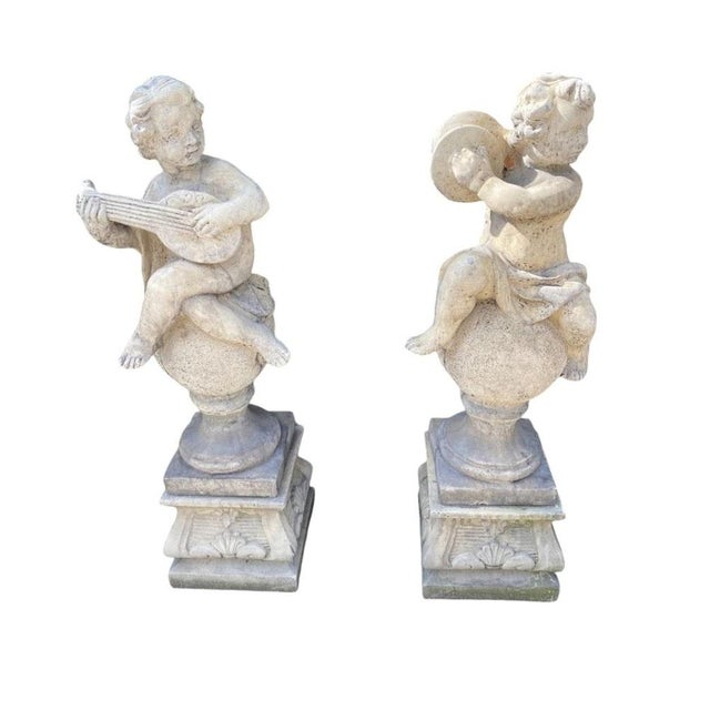 Garden Stone Sculpture Cherubs, 1950s, Set of 4 For Sale - Image 6 of 12