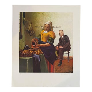 George Deem American Artist George Deem Signed Color Lithograph Titled Hands Off Mayakovsky For Sale