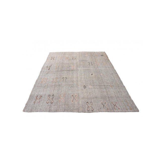 Modern Vintage Gray Modern Kilim Rug - 6`5″ X 8`1″ For Sale - Image 3 of 6