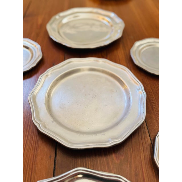 English Vintage Pewter Plates- Plate Wall Set of 9 For Sale - Image 3 of 6