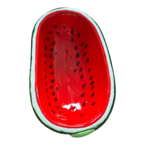 1980s Americana Folk Art Elongated Watermelon Bowl