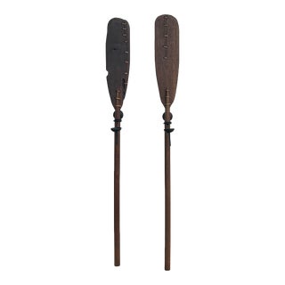 Pair Antique Paddles or Oars Repurposed as Wall Sconces For Sale