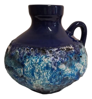 Vitage Jug in Fat Lava Style with Blue Glaze and Blue-Gray Lava, 1970s