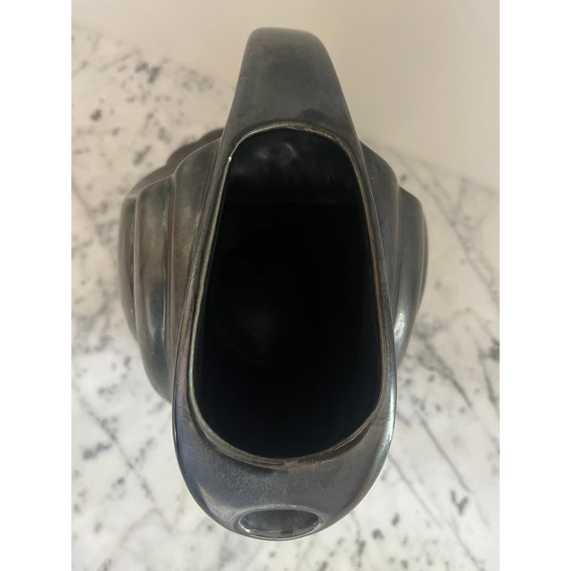 Vintage Hall Ceramic Pitcher Gunmetal Finish For Sale - Image 4 of 8