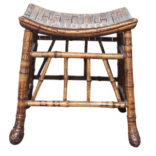 R J Horner Style Bamboo Footstool For Sale