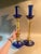 Murano Vintage Murano Art Glass Large Blue and Gold Candlesticks Signed For Sale - Image 4 of 7