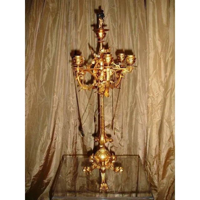 19th Century Palatial French Gilt Bronze Candelabra with Musician Snuffers, circa 1830 - a Pair For Sale - Image 5 of 7