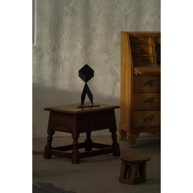 Brown Vintage Scandinavian Oak Accent Stool, 1920s For Sale - Image 8 of 18