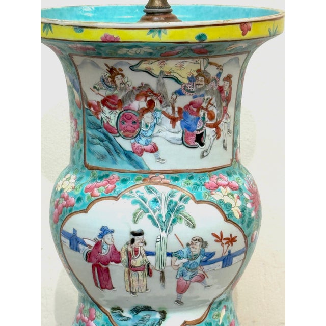 Early 19th Century Chinese Export Famille Rose (Fencai) Gu-Form, Now as a Lamp For Sale - Image 11 of 18