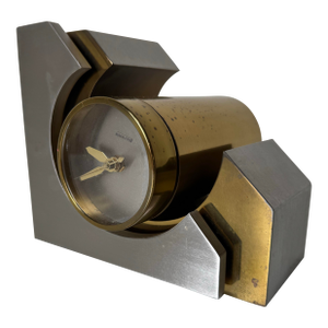 Dolly Moreno Stainless Steel & Brass Table Clock – Art Deco / Postmodern Design