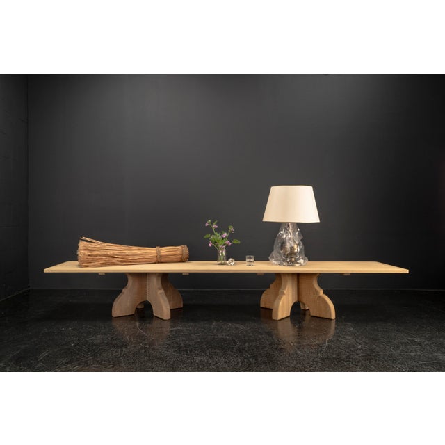 Brutalist Brutalist Table Handcrafted Soaped Oak Bench, 1960s For Sale - Image 3 of 18