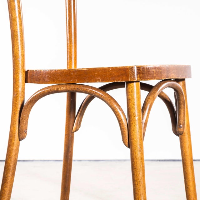 1950s Honey Colour Bentwood Single Bar Dining Chairs from Baumann, 1950s, Set of 4 For Sale - Image 5 of 10