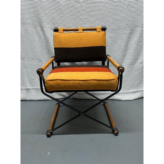 Handcrafted wrought iron chair is known as the "Directors Chair" in the style of Cleo Baldon for Terra from the early...