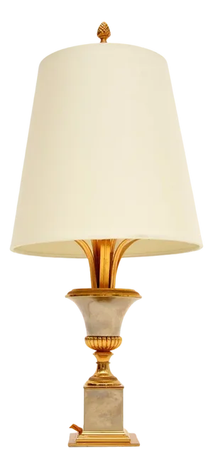 1960s Vintage French Brass & Chrome Table Lamp
