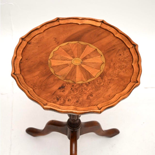 1930s Vintage Georgian Inlaid Yew Wood Wine Tables, 1930, Set of 2 For Sale - Image 5 of 9