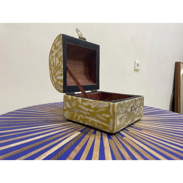 Handmade Wooden Box With Metal and Resin–Unique Decorative Storage Chest for Jewelry & Keepsakes For Sale - Image 4 of 6