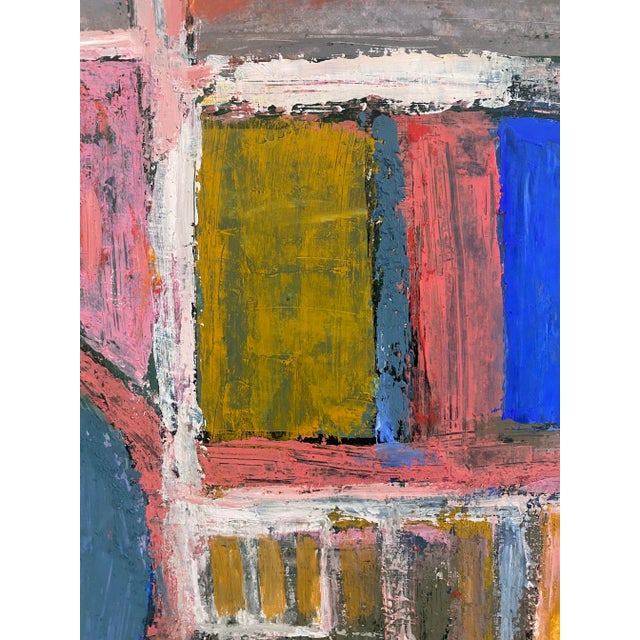 Mid-Century Modern Relocation Super Sale! Colorful Abstract Oil Painting on Paper by Martin Rosenthal For Sale - Image 3 of 7