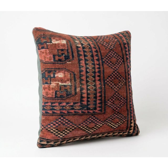 This beautiful 24'' x 24'' pillow cover was made from an authentic Turkish rug. Bright colors of wool adorn the front of...