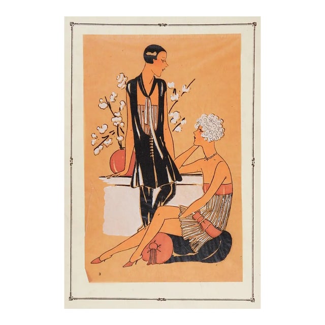 Circa 1920s French Fashion Pochoir Print For Sale