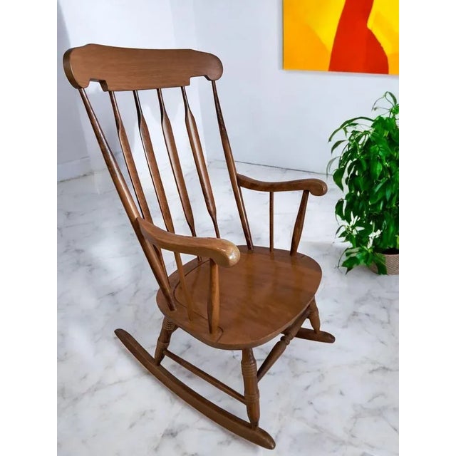 Vintage Rocking Chair in Beech, 1980 For Sale - Image 4 of 14
