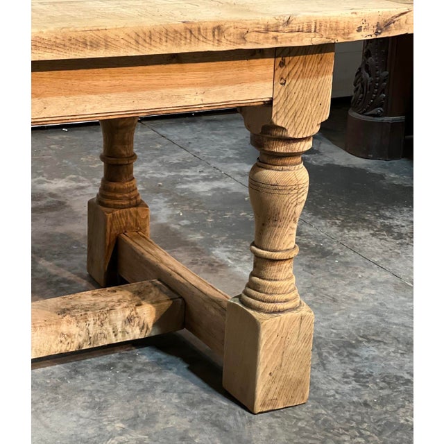 1920s Bleached Oak Farmhouse Dining Table, 1925 For Sale - Image 5 of 18