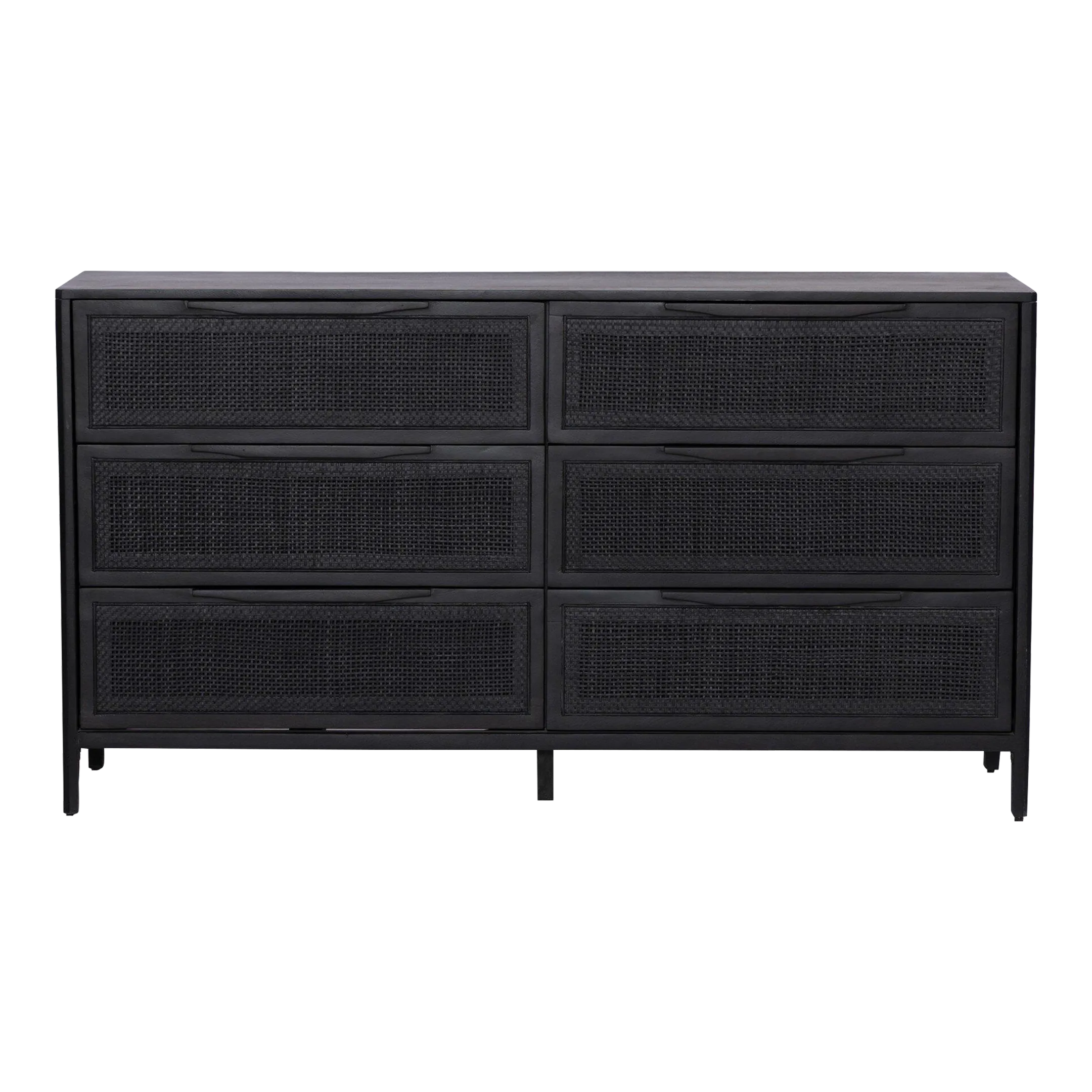Four Hands Sydney 6 Drawer Dresser - Black Cane | Chairish