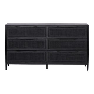 Four Hands Sydney 6 Drawer Dresser - Black Cane For Sale