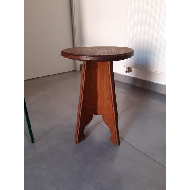 Brutalist Folk Art in Stool in Oak For Sale - Image 5 of 17