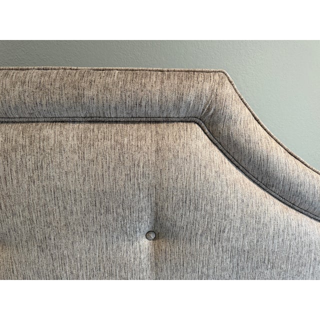 Bernhardt Furniture Taupe Custom Upholstered Tufted Bedframe For Sale In West Palm - Image 6 of 9