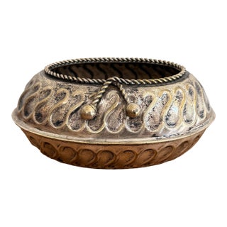 1980s Silverplate Miniature Planter Cachepot With Rope Trim For Sale