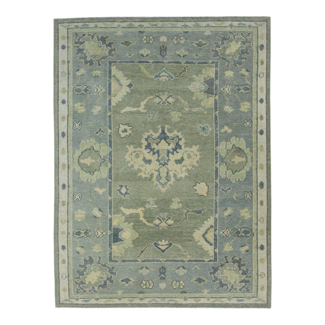 Turkish Oushak Rug 5'1" x 6'10" #17022 For Sale