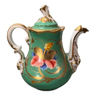 Antique Old Paris Porcelain Floral Hand Painted Gilt Decorated Miniature Teapot For Sale