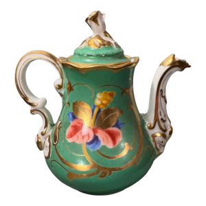Antique Old Paris Porcelain Floral Hand Painted Gilt Decorated Miniature Teapot