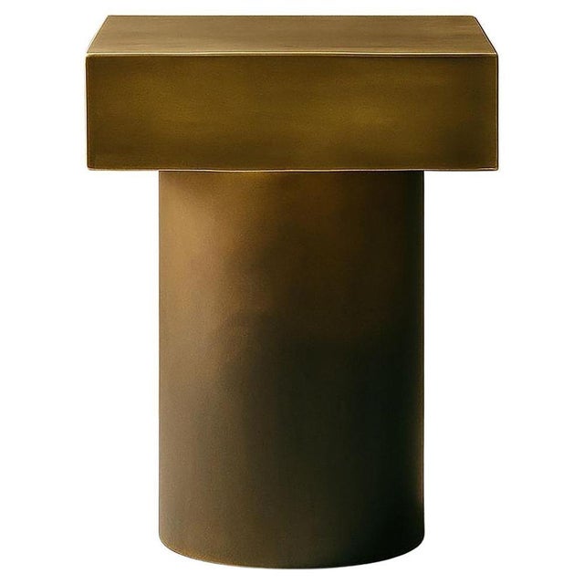 Metal T-Stool Brass Deco Table by Zincutec For Sale - Image 7 of 7