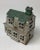 Early 20th Century Antique Cast Iron House, Porch, Chimney Still Coin Bank Building Silver & Green For Sale - Image 5 of 5