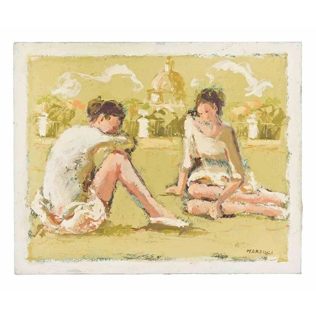 Oil on canvas realized by Franco Marzilli (1934-2010) in 1970s. Hand signed lower right. Very good condition. Franco...