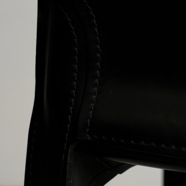 Cassina Vintage Cab Dining Chairs in Black Leather by Mario Bellini for Cassina, 1977, Set of 5 For Sale - Image 4 of 18