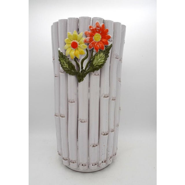 Ceramic Faux Bamboo Umbrella Stand, Italy, 1960s For Sale - Image 11 of 18