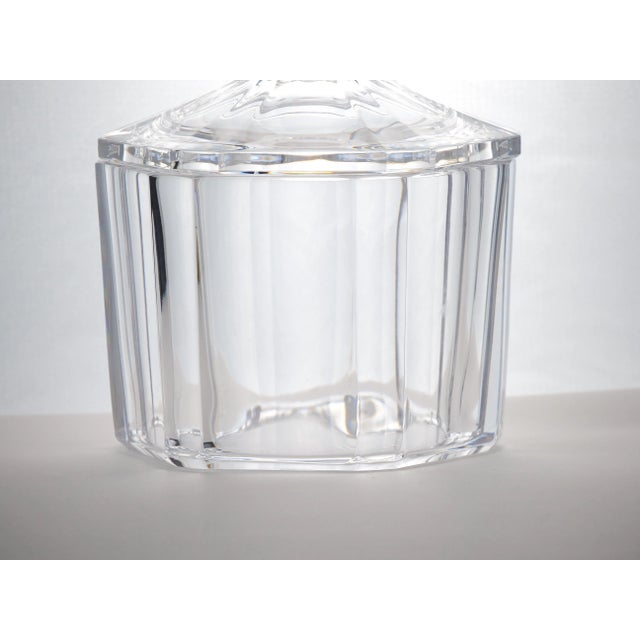 Mid-Century Modern Art Deco style heavy cut crystal round shape covered barware / tableware ice bucket / Bonbonniere. The...