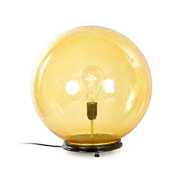 Spherical Light Fixture in Amber Glass, 20th Century For Sale - Image 9 of 9