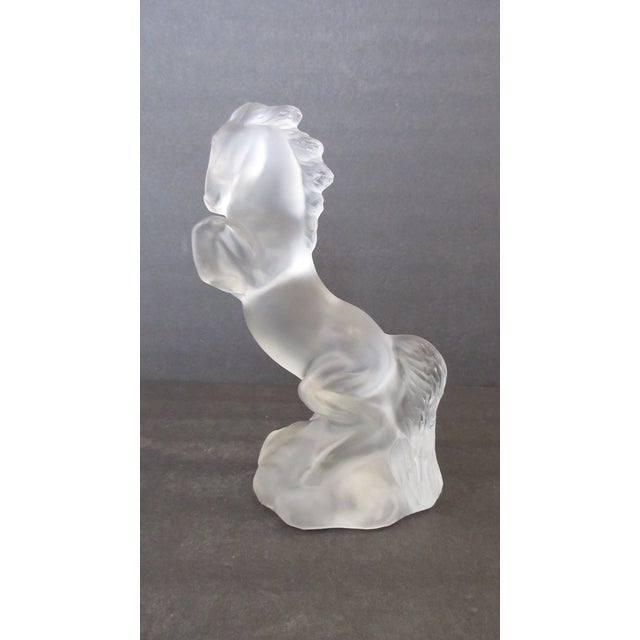 Mid-Century Modern Mid 20th Century Vintage Bohemian Czech Curt Schlevogt Ingrid Frosted Glass Horse Figurine Statue For Sale - Image 3 of 8