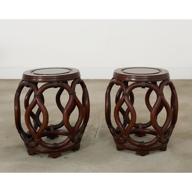 Mid 20th Century Pair of Chinese Rosewood Drum Stools or Drink Tables For Sale - Image 5 of 17