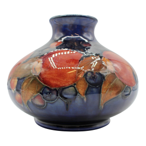 Circa 1930s “Pomegranate” Pattern Low Vase by Moorcroft, England