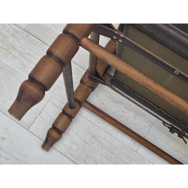 Scandinavian Safari Lounge Chair in Leather and Beech, 1960s For Sale - Image 12 of 18