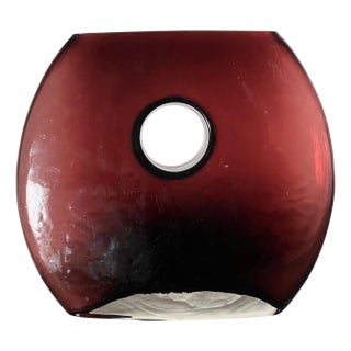 A Modernist Art Glass “Donut” Vase In Aubergine, Late 20Th Century For Sale