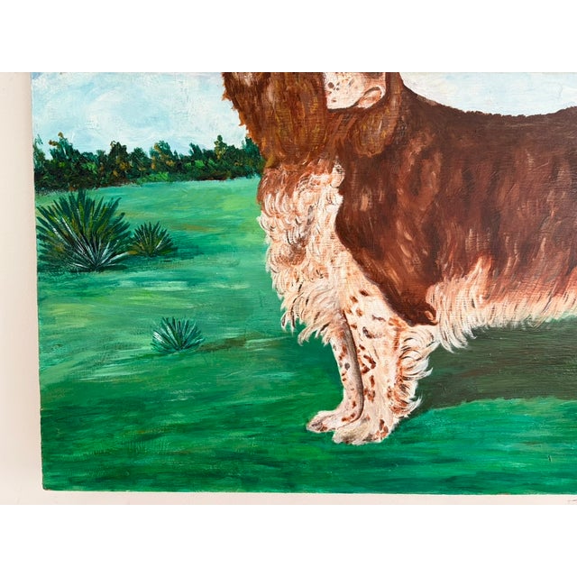 Large Vintage Folk Art Dog Portrait – Oil on Panel, Signed K. Hines 1970 For Sale - Image 13 of 17