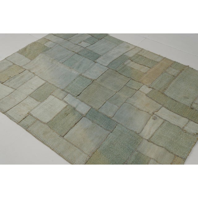 Light Green Oushak Wool Carpet For Sale - Image 4 of 10